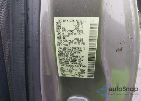 2004 Nissan Frontier Xe-V6 из США, поврежденный, VIN 1N6ED26Y84C449544